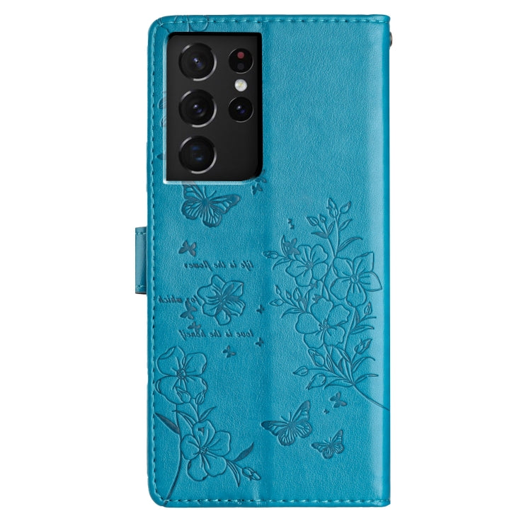 For Samsung Galaxy S21 Ultra 5G Butterflies and Flowers Leather Phone Case