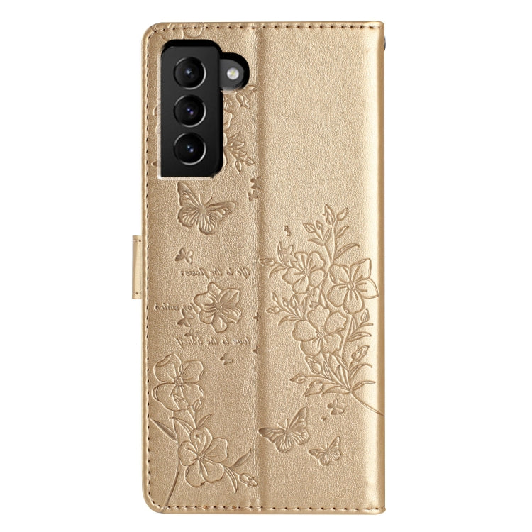 For Samsung Galaxy S22 5G Butterflies and Flowers Leather Phone Case