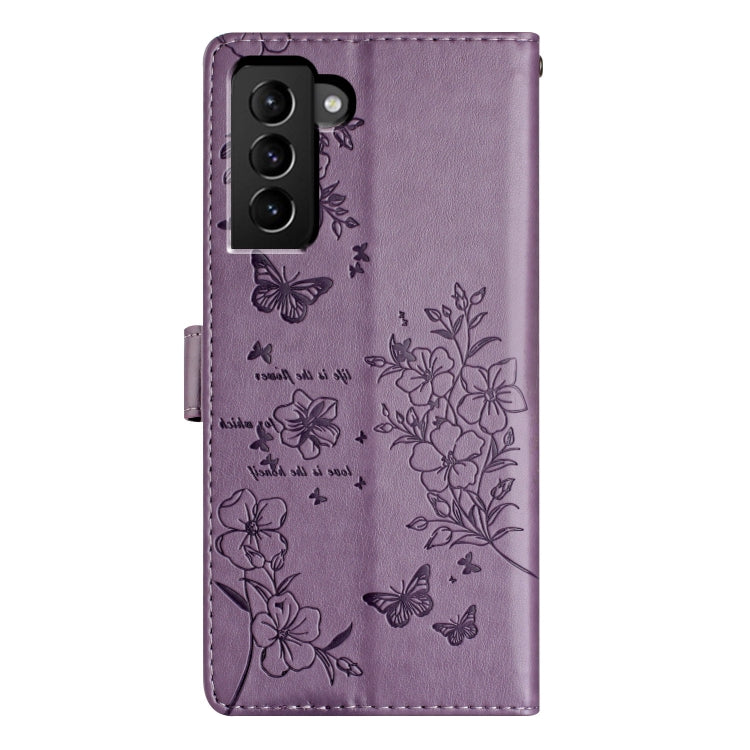 For Samsung Galaxy S22 5G Butterflies and Flowers Leather Phone Case