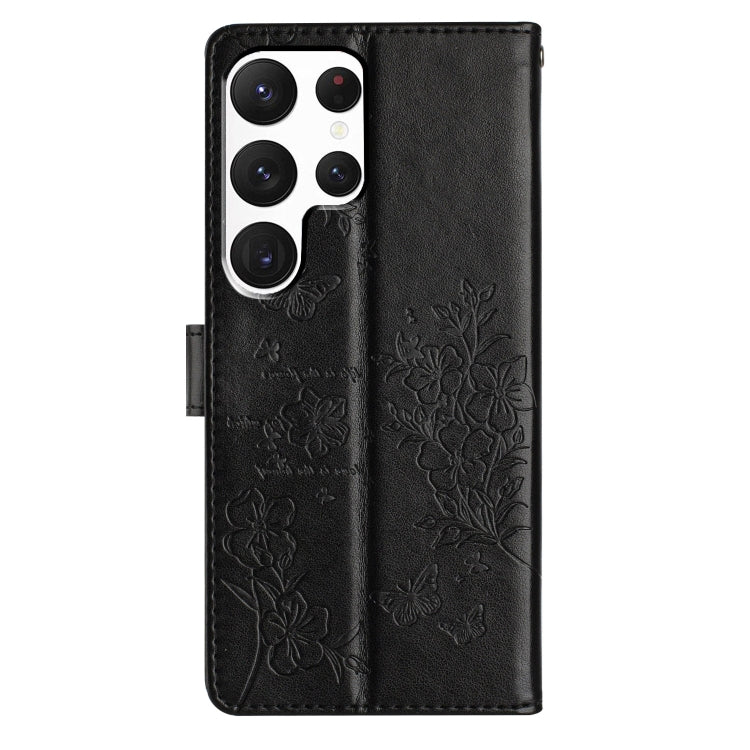 For Samsung Galaxy S22 Ultra 5G Butterflies and Flowers Leather Phone Case