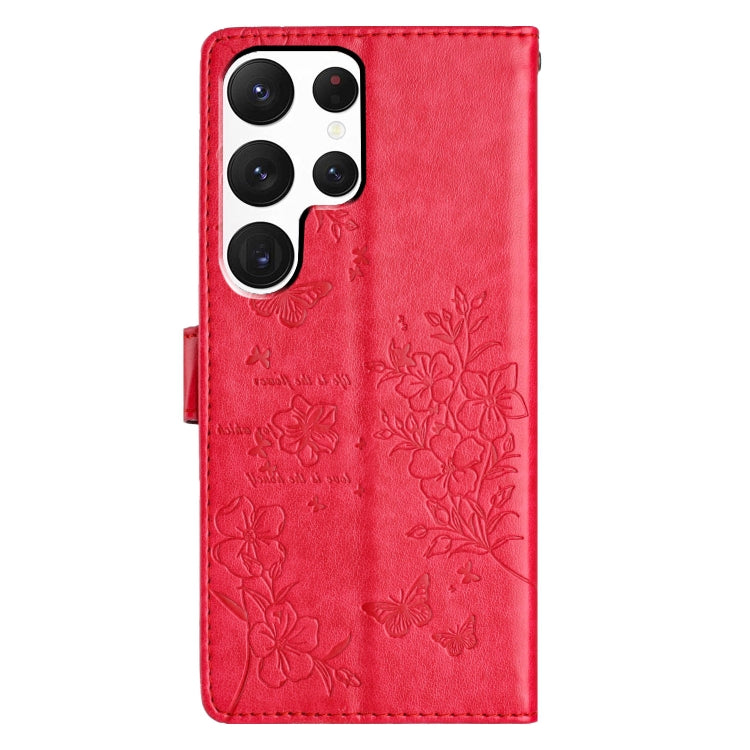 For Samsung Galaxy S22 Ultra 5G Butterflies and Flowers Leather Phone Case