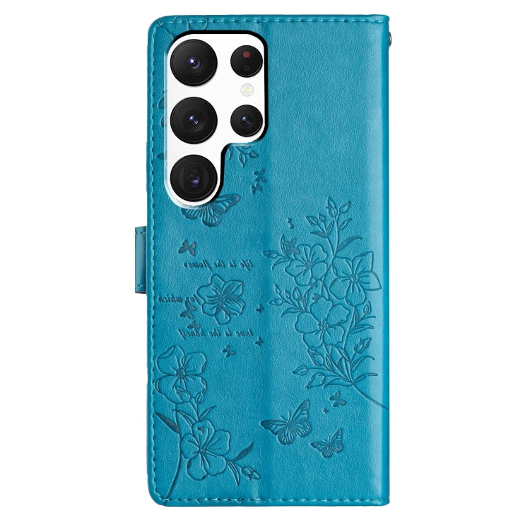 For Samsung Galaxy S22 Ultra 5G Butterflies and Flowers Leather Phone Case