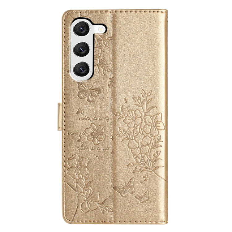 For Samsung Galaxy S23 5G Butterflies and Flowers Leather Phone Case