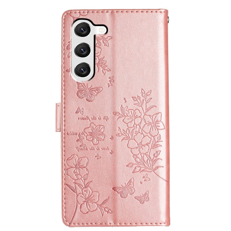 For Samsung Galaxy S23 5G Butterflies and Flowers Leather Phone Case