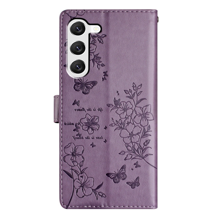 For Samsung Galaxy S23 5G Butterflies and Flowers Leather Phone Case
