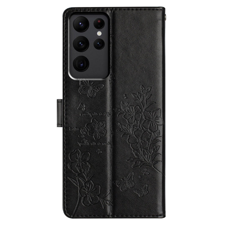 For Samsung Galaxy S23 Ultra 5G Butterflies and Flowers Leather Phone Case