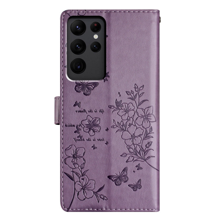 For Samsung Galaxy S23 Ultra 5G Butterflies and Flowers Leather Phone Case