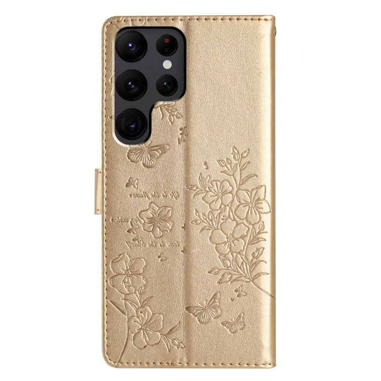 For Samsung Galaxy S24 Ultra 5G Butterflies and Flowers Leather Phone Case