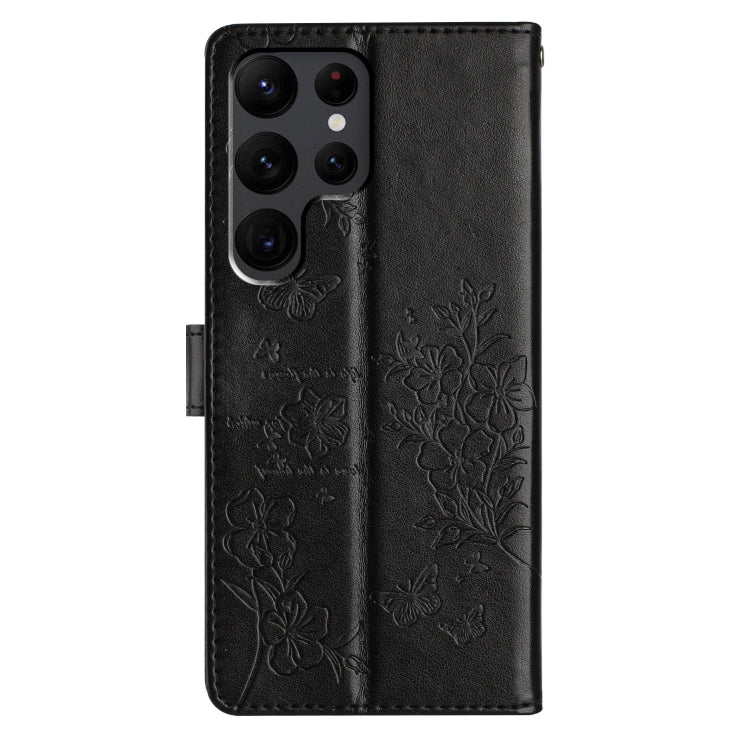 For Samsung Galaxy S24 Ultra 5G Butterflies and Flowers Leather Phone Case