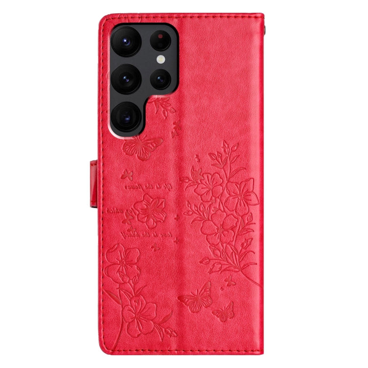 For Samsung Galaxy S24 Ultra 5G Butterflies and Flowers Leather Phone Case