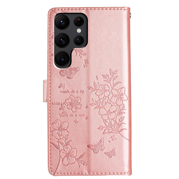 For Samsung Galaxy S24 Ultra 5G Butterflies and Flowers Leather Phone Case