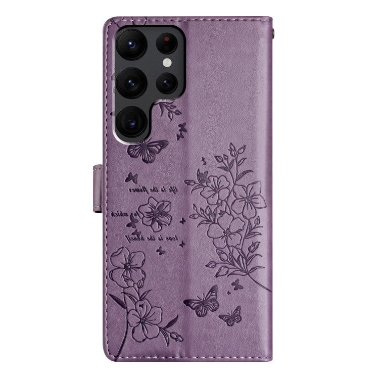 For Samsung Galaxy S24 Ultra 5G Butterflies and Flowers Leather Phone Case