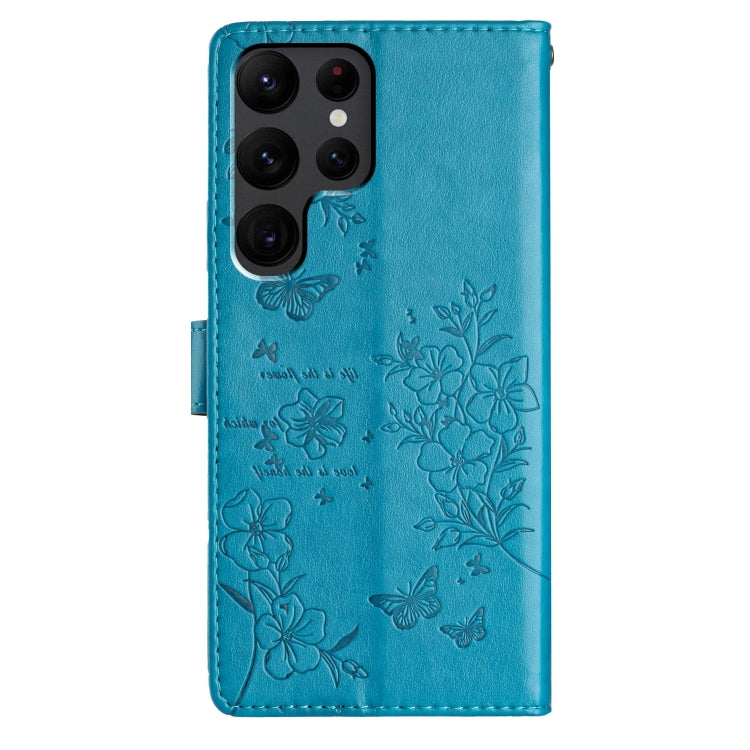 For Samsung Galaxy S24 Ultra 5G Butterflies and Flowers Leather Phone Case