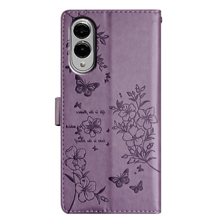 For Samsung Galaxy S25 Edge 5G Butterflies and Flowers Leather Phone Case