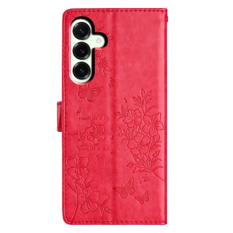 For Samsung Galaxy S25 FE 5G Butterflies and Flowers Leather Phone Case