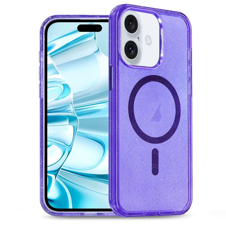 For iPhone 16 Glitter Powder TPU Hybrid PC MagSafe Phone Case