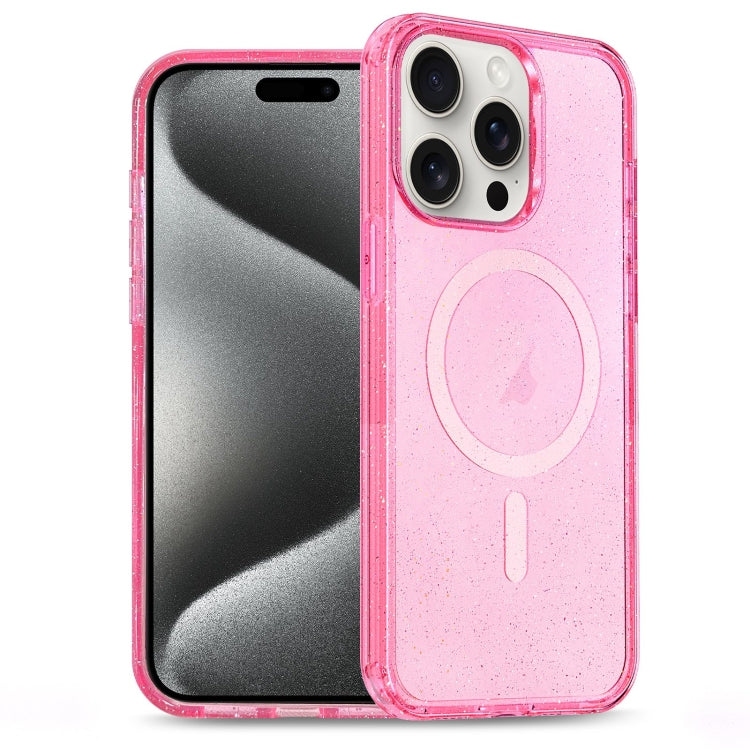 For iPhone 15 Pro Max Glitter Powder TPU Hybrid PC MagSafe Phone Case