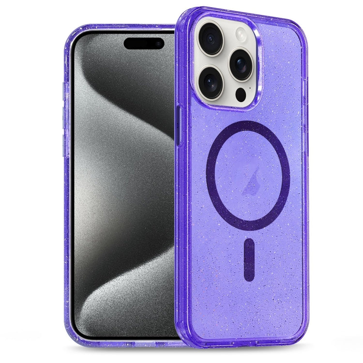 For iPhone 15 Pro Glitter Powder TPU Hybrid PC MagSafe Phone Case