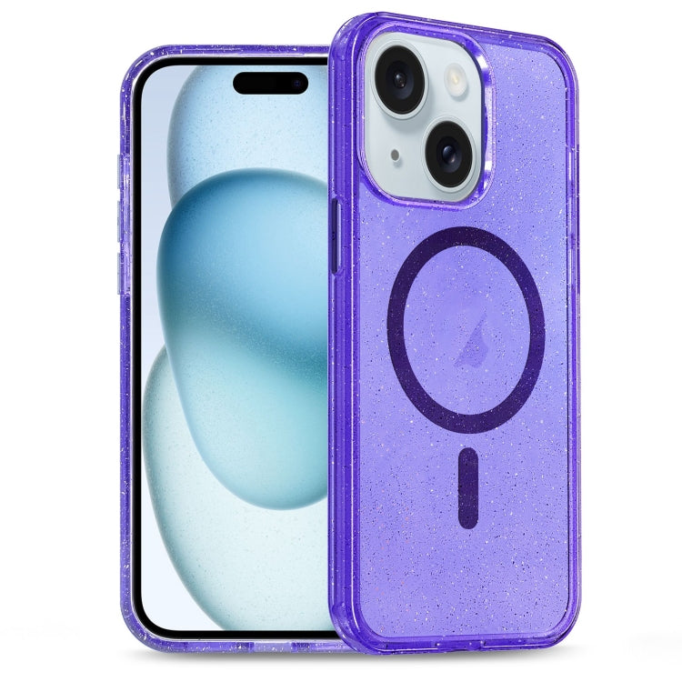 For iPhone 15 Glitter Powder TPU Hybrid PC MagSafe Phone Case