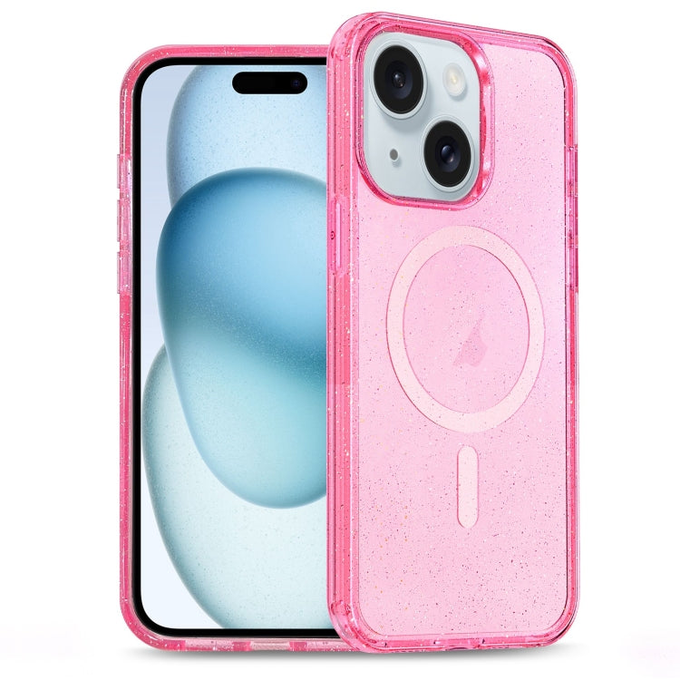 For iPhone 15 Glitter Powder TPU Hybrid PC MagSafe Phone Case