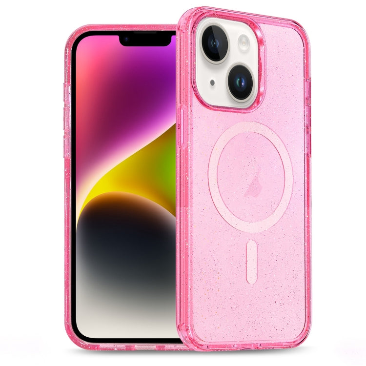 For iPhone 14 Plus Glitter Powder TPU Hybrid PC MagSafe Phone Case