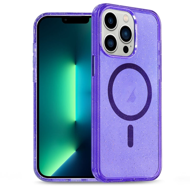 For iPhone 13 Pro Max Glitter Powder TPU Hybrid PC MagSafe Phone Case