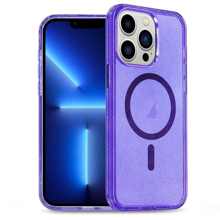 For iPhone 13 Pro Glitter Powder TPU Hybrid PC MagSafe Phone Case
