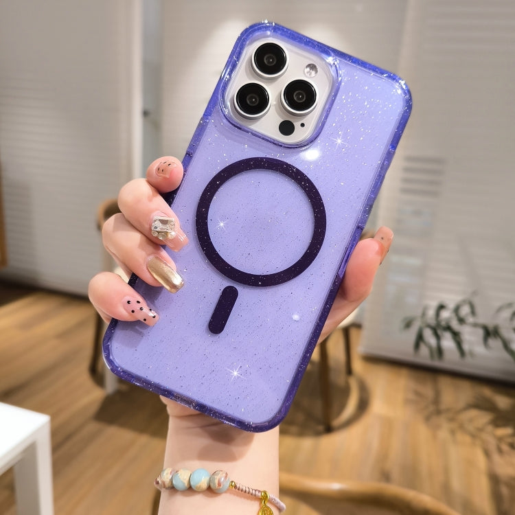For iPhone 13 Glitter Powder TPU Hybrid PC MagSafe Phone Case