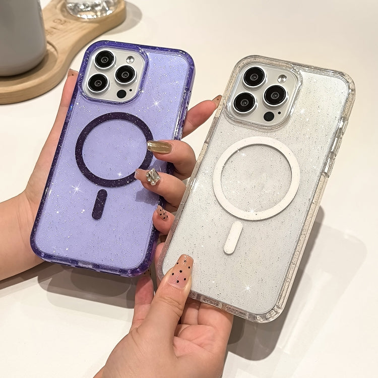 For iPhone 13 Glitter Powder TPU Hybrid PC MagSafe Phone Case