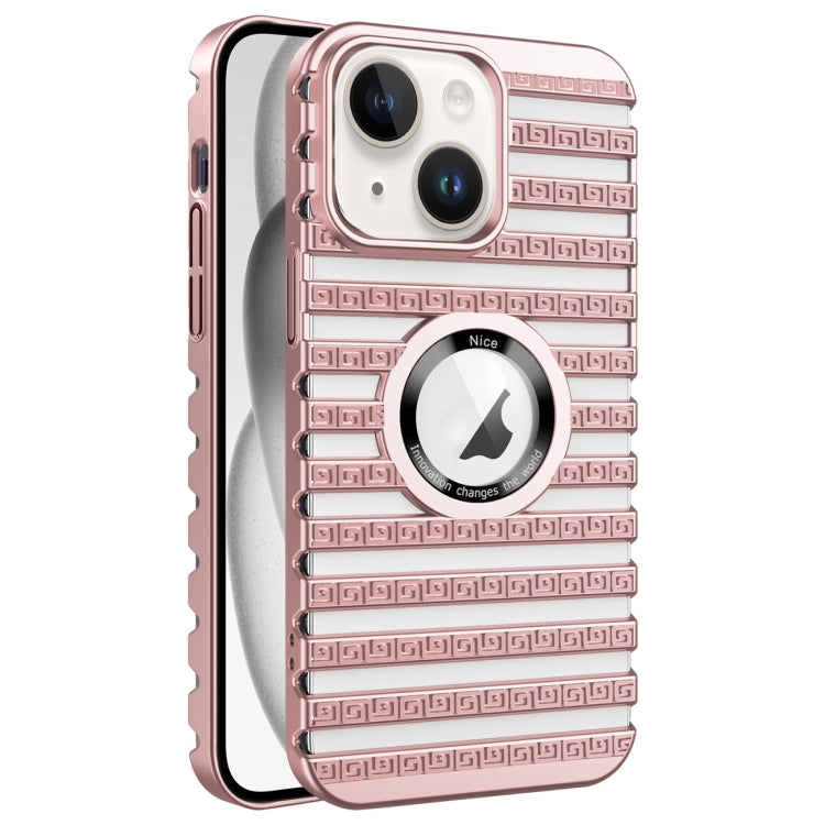 For iPhone 15 Cooling Ladder Electroplated Hollow Phone Case