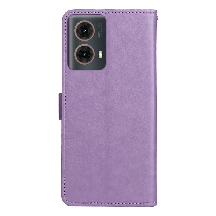 For Motorola Moto G85 Cat and Bee Embossed Flip Leather Phone Case