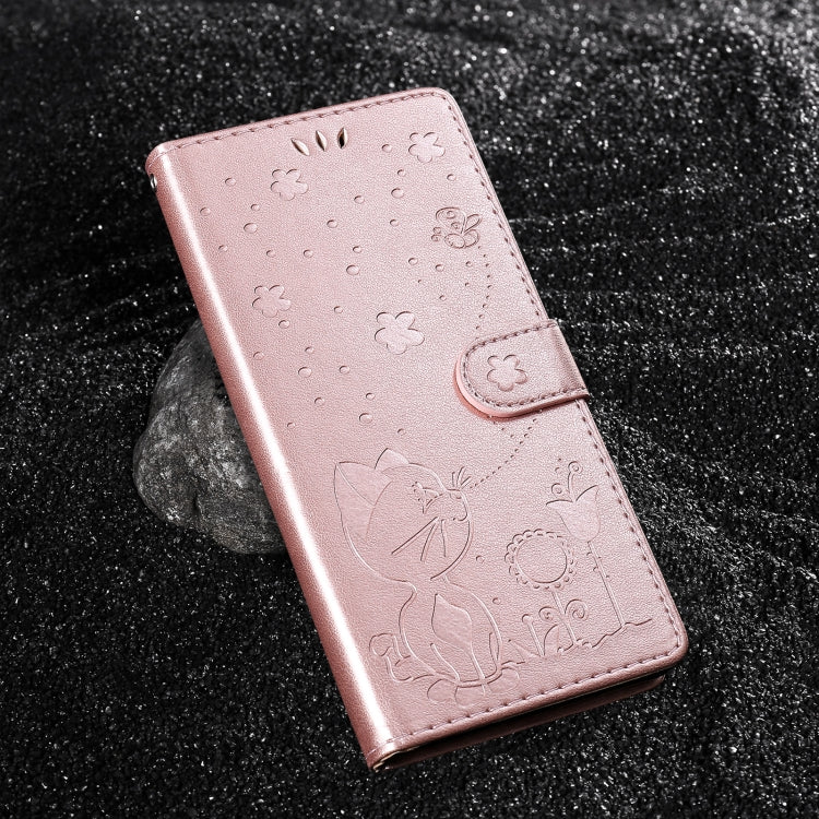 For Motorola Edge 50 5G Cat and Bee Embossed Flip Leather Phone Case