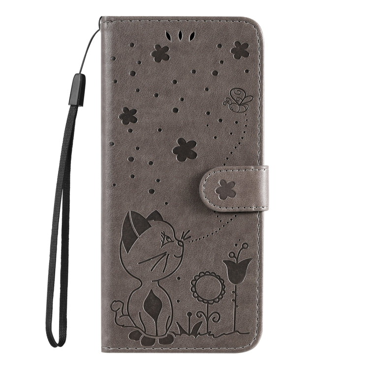 For Motorola Edge 50 Neo Cat and Bee Embossed Flip Leather Phone Case