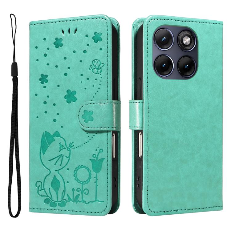 For Motorola Edge 70 Fusion 5G Cat and Bee Embossed Flip Leather Phone Case