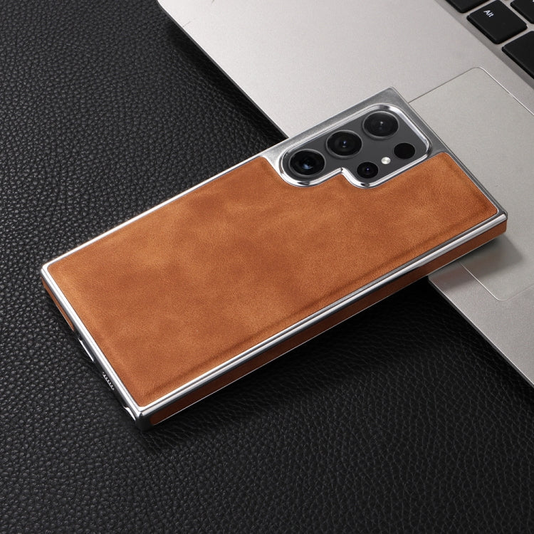 For Samsung Galaxy S22 Ultra 5G Electroplated Side PU Hybrid TPU MagSafe Phone Case