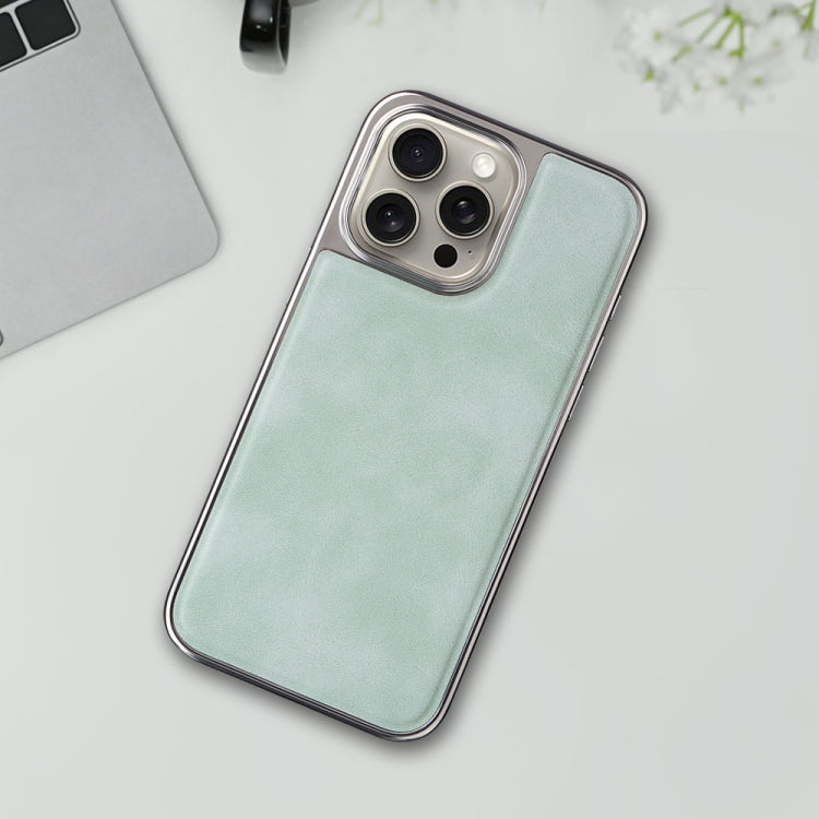 For iPhone 15 Electroplated Side PU Hybrid TPU MagSafe Phone Case
