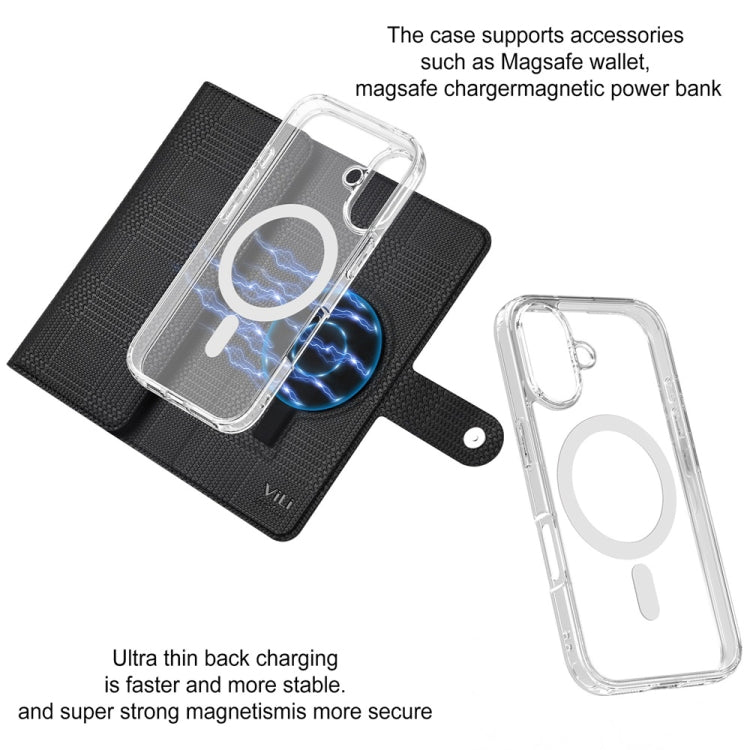 For iPhone 16 Plus ViLi GHA-C Series RFID MagSafe Magnetic Flip Leather Phone Case