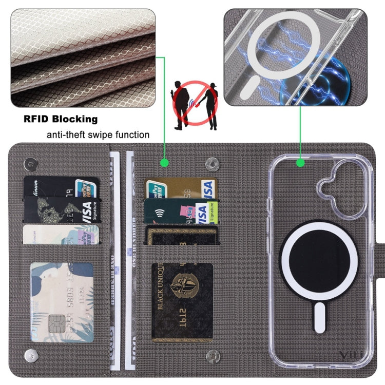 For iPhone 15 Plus ViLi GHA-C Series RFID MagSafe Magnetic Flip Leather Phone Case
