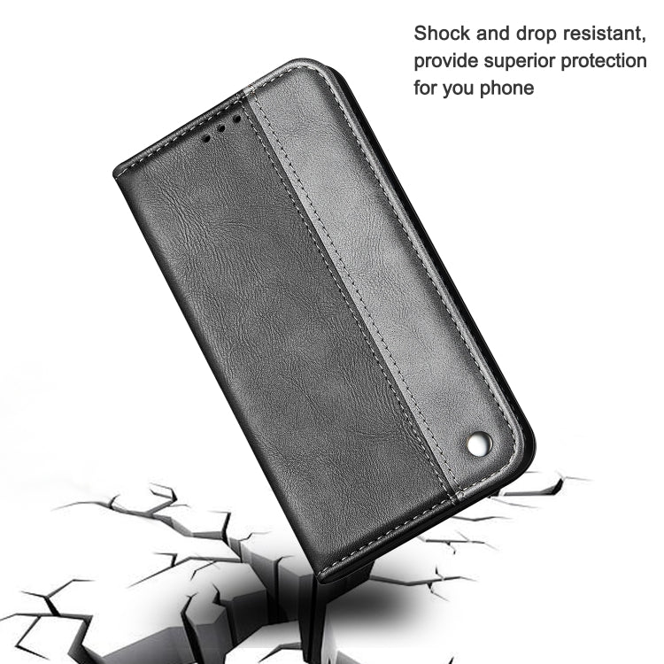 For iPhone 12 mini Business Solid Color Stitching Horizontal Flip Leather Case with Holder & Card Slots