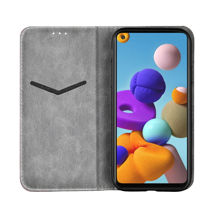 For Samsung Galaxy A21s Business Solid Color Stitching Horizontal Flip Leather Case with Holder & Card Slots