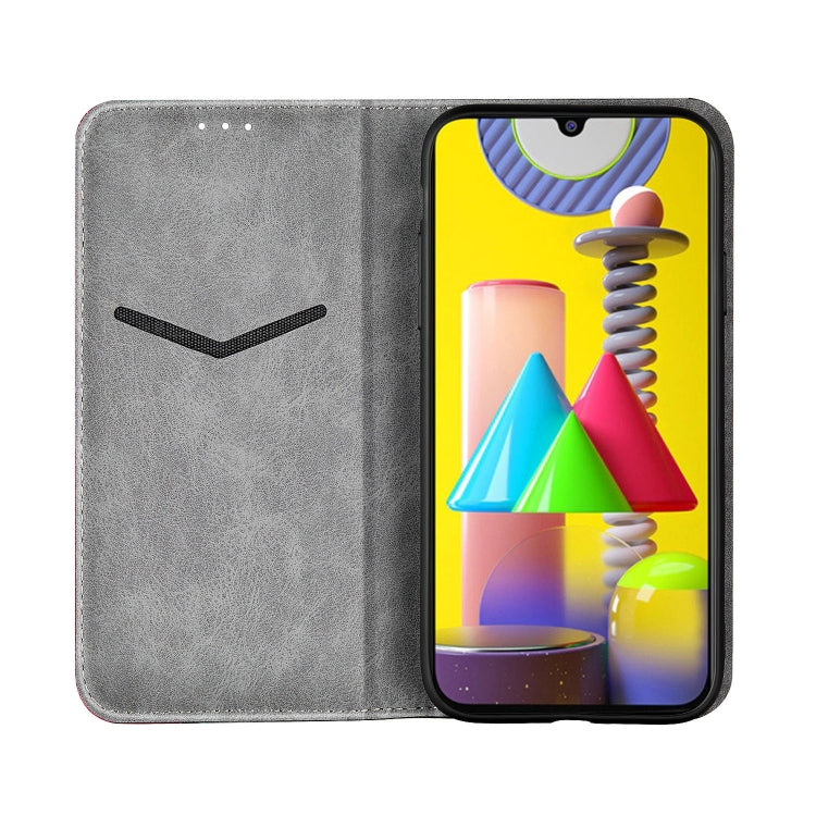 For Samsung Galaxy M31 Business Solid Color Stitching Horizontal Flip Leather Case with Holder & Card Slots