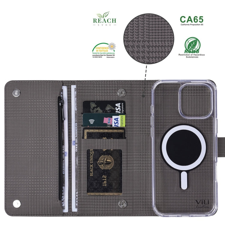 For iPhone 15 Plus ViLi GHB-C Series RFID MagSafe Magnetic Flip Leather Phone Case