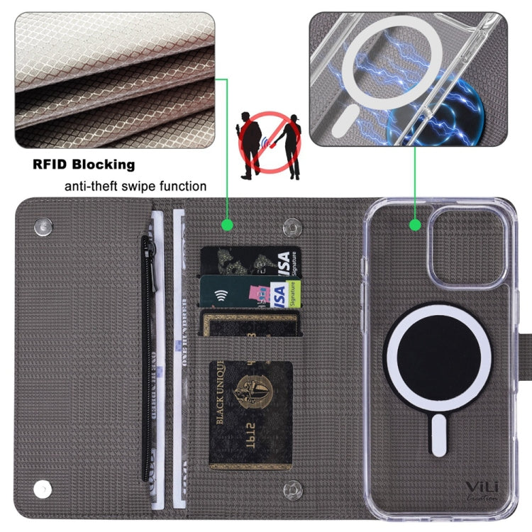 For iPhone 15 Plus ViLi GHB-C Series RFID MagSafe Magnetic Flip Leather Phone Case