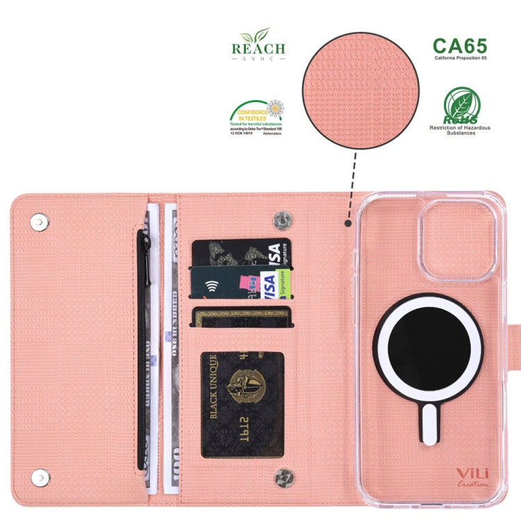 For iPhone 15 Pro ViLi GHB-C Series RFID MagSafe Magnetic Flip Leather Phone Case