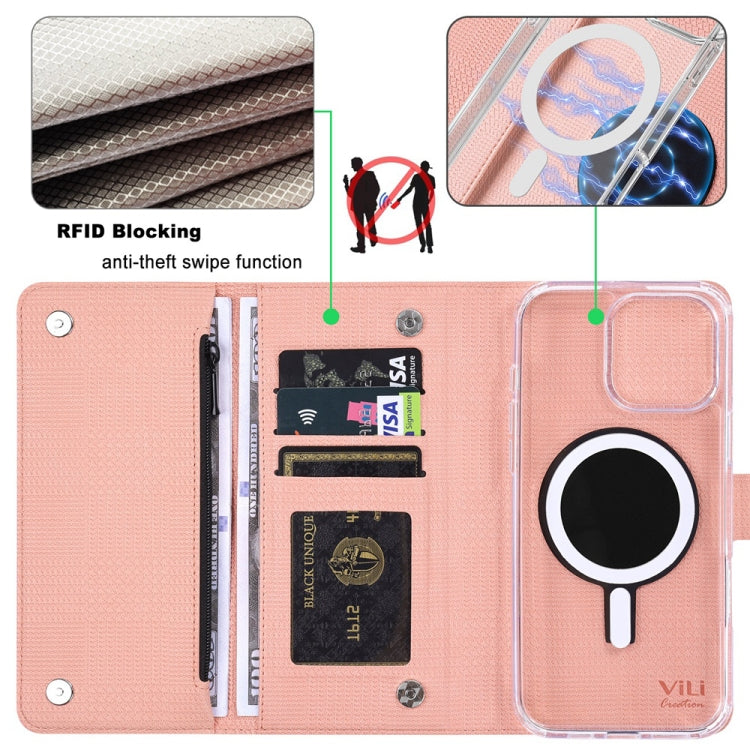 For iPhone 14 Plus ViLi GHB-C Series RFID MagSafe Magnetic Flip Leather Phone Case