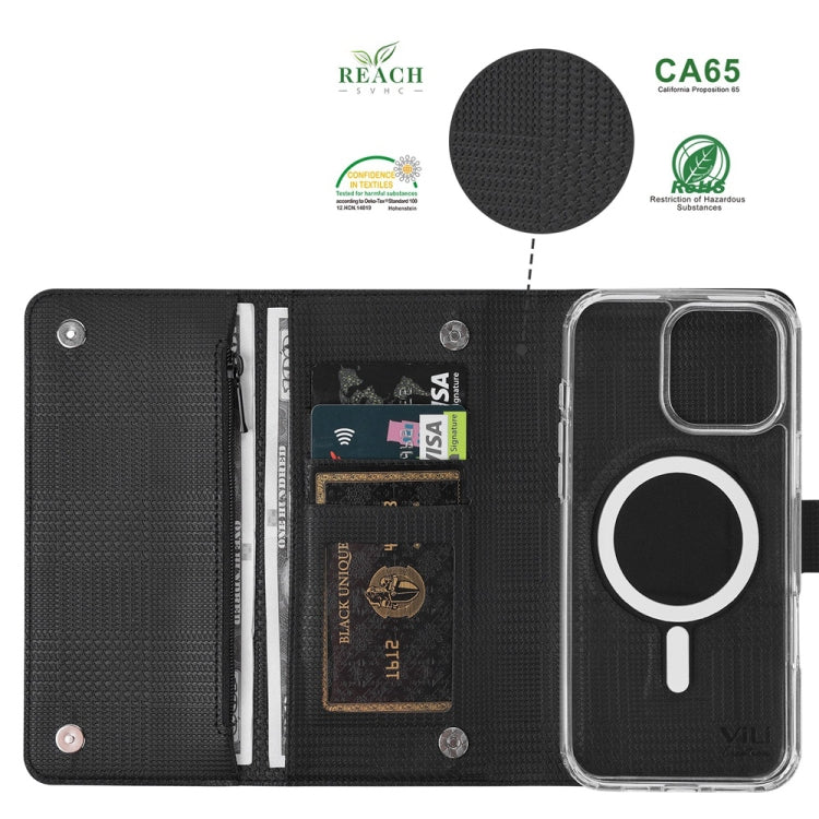 For iPhone 14 Plus ViLi GHB-C Series RFID MagSafe Magnetic Flip Leather Phone Case