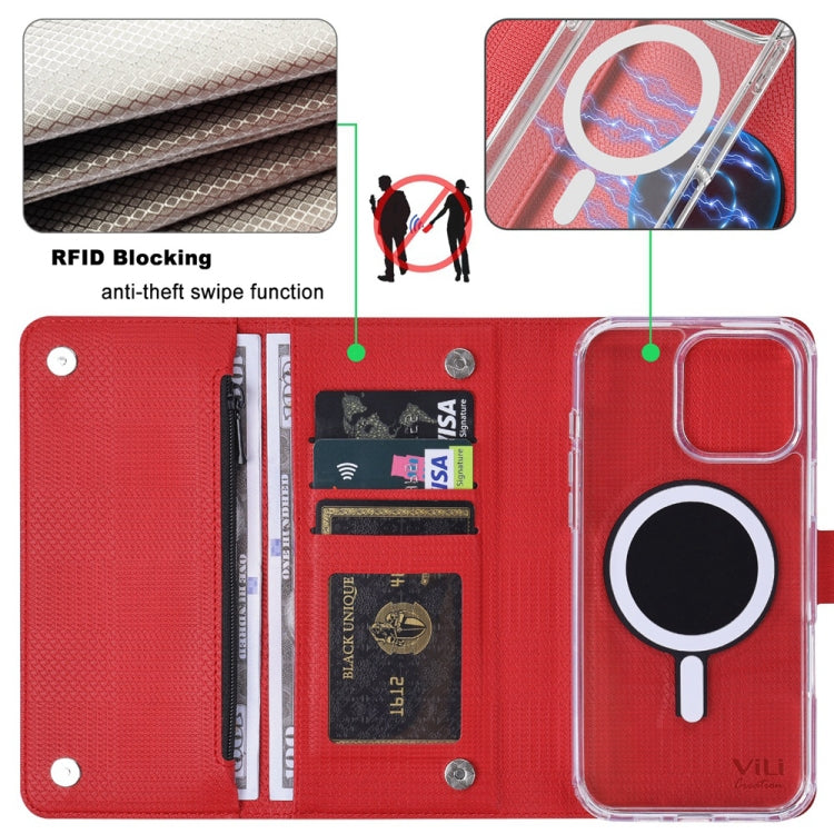 For iPhone 14 Plus ViLi GHB-C Series RFID MagSafe Magnetic Flip Leather Phone Case