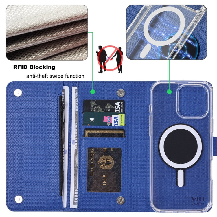 For iPhone 14 Plus ViLi GHB-C Series RFID MagSafe Magnetic Flip Leather Phone Case