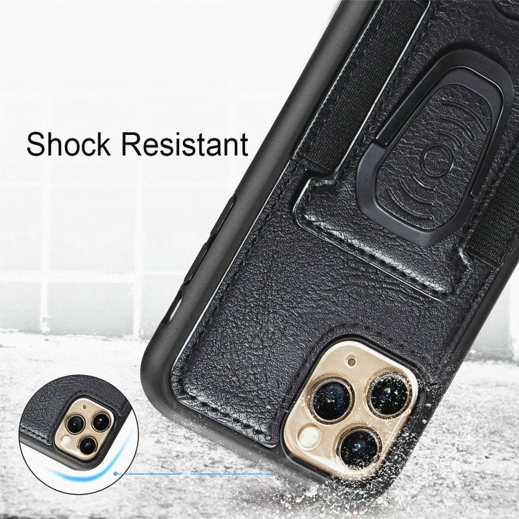 For iPhone 11 Pro Magnetic Shockproof PU + TPU Case with Card Slot & Ring Holder