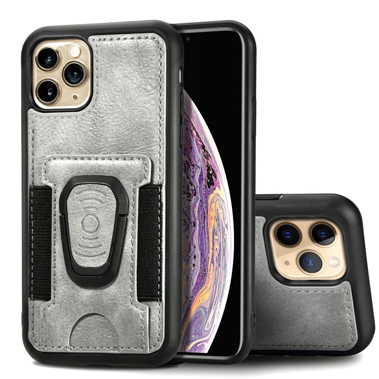 For iPhone 11 Pro Magnetic Shockproof PU + TPU Case with Card Slot & Ring Holder